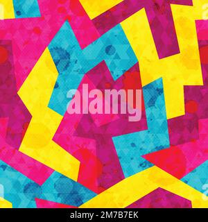 bright geometric seamless patern with grunge effect Stock Vector