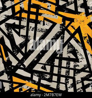 urban geometric seamless pattern with grunge effect Stock Vector