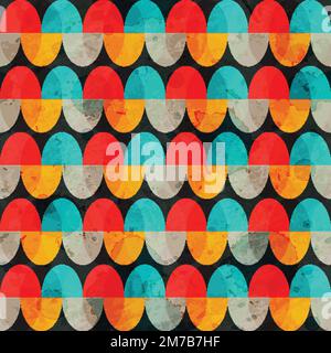 vintage curve seamless pattern with grunge effect Stock Vector
