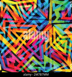 psychedelic geometric seamless pattern Stock Vector