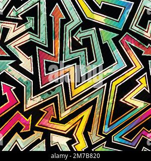urban arrow seamless pattern with grunge effect Stock Vector