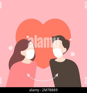 Dating during a pandemic covid-19 awareness vector Stock Vector