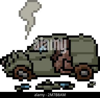 pixel art of car crash accident Stock Vector