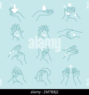 How to wash your hands icon set vector Stock Vector