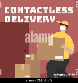 Contactless delivery during the coronavirus pandemic vector Stock Vector