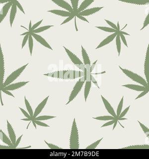 Cannabis seamless pattern. Marijuana leaves hemp background. Vector Stock Vector