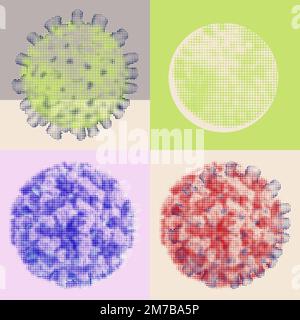 Halftone coronavirus set illustration vector Stock Vector