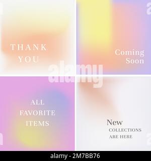 Social media marketing banner vector set gradient pastel background Stock Vector