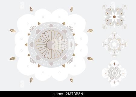 Mandala Indian symbol vector floral illustration set Stock Vector