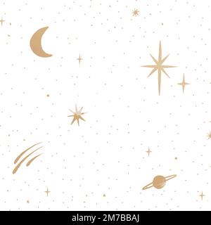 Sparkly stars gold vector galaxy sky on white background Stock Vector