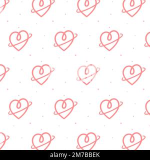 Vector illustration of heart with a ring pattern on white background. Pattern for textile, fabric,wrapping paper. Stock Vector