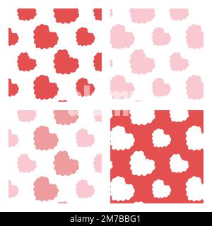 Vector illustration of slant pink,red,white heart pattern set. Stock Vector