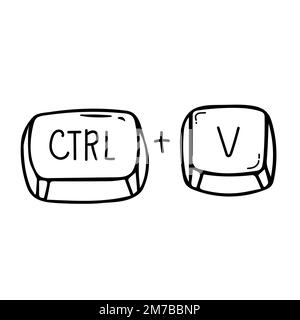 Ctrl and V keyboard shortcut vector illustration, Paste keyboard shortcut for windows devices. Ctrl V. Stock Vector