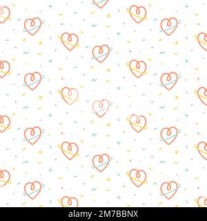 Vector illustration of heart with a ring pattern on white background. Pattern for textile, fabric,wrapping paper. Stock Vector