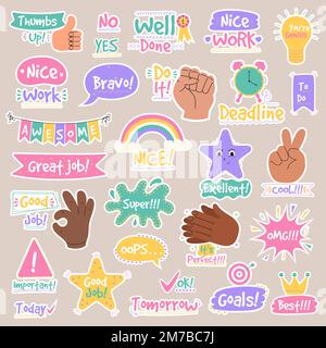 https://l450v.alamy.com/450v/2m7bc7j/job-and-great-job-groovy-stickers-pack-set-of-reward-stickers-for-teachers-and-kids-hand-drawn-vector-illustration-2m7bc7j.jpg