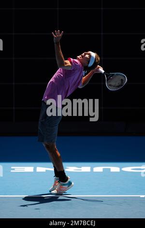 Melbourne, Australia. 09th Jan, 2023. Melbourne Park 9 Jan 2023. ALEXANDER ZVEREV (GER) during practice at the 2023 Australian Open. Credit: corleve/Alamy Live News Credit: corleve/Alamy Live News Stock Photo