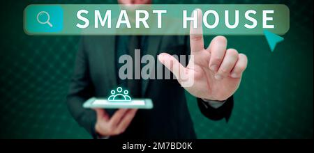 Conceptual display Smart House. Business idea homes that have electronic devices and controlled remotely Stock Photo