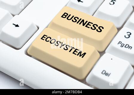 Conceptual caption Business Ecosystem. Word Written on Develop and Implement Organization Growth Opportunities Stock Photo