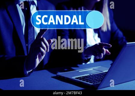 Handwriting text Scandal. Conceptual photo an action or event regarded as morally or legally wrong causing public outrage Stock Photo