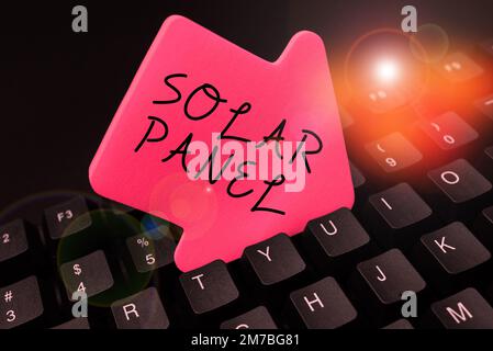 Hand writing sign Solar Panel, Business showcase designed to absorb ...