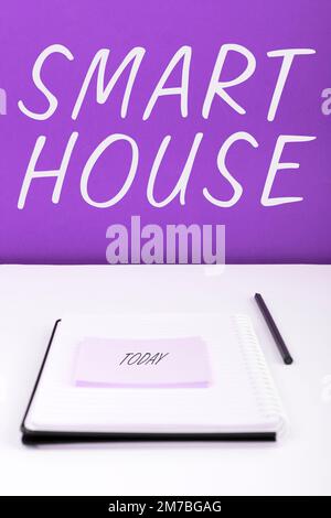 Conceptual caption Smart House. Business concept homes that have electronic devices and controlled remotely Stock Photo