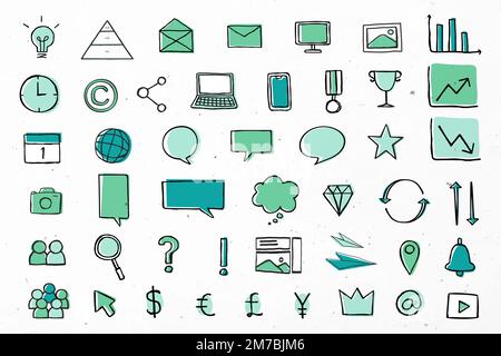 Useful business icons vector for marketing green collection Stock Vector