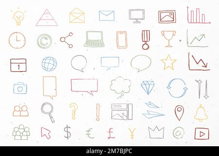 Colorful vector business presentation icons doodle set Stock Vector