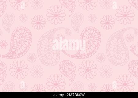 Pastel pink vector Indian paisley pattern background Stock Vector
