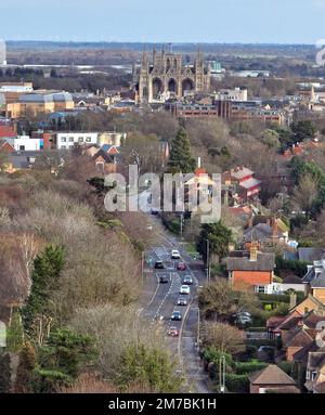 The city of Peterborough, with Peterborough Cathedral seen at the ...