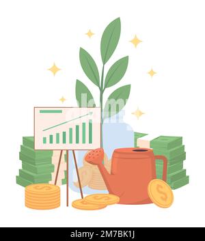 Profitable business investment semi flat color vector objects Stock Vector