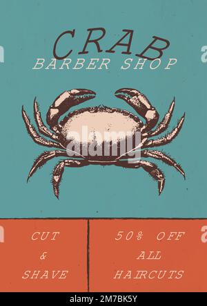 Retro barber shop vector poster editable template Stock Vector