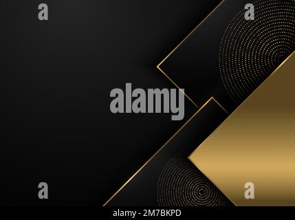 Abstract golden template design of luxury style artwork decorative with gradient black style. Overlapping with layers and copy space background. Stock Vector