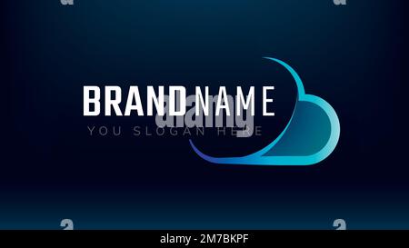 Gradient cloud editable slogan vector technology design Stock Vector