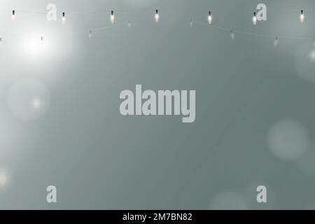 Bokeh background vector in blue with glowing string lights Stock Vector