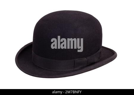 Black bowler hat angled view isolated on white background Stock Photo