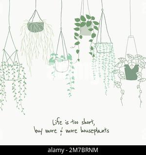 Cute plant lover quote template vector doodle for social media Stock Vector