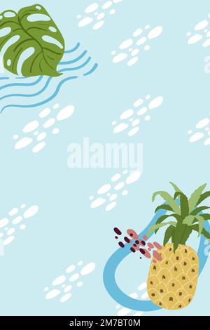 Pineapple frame on a sky blue background design vector Stock Vector