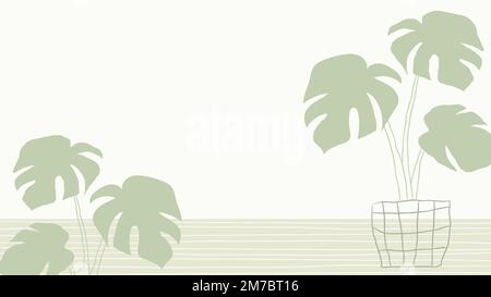 Green monstera plant vector background with blank space Stock Vector