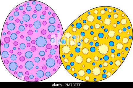 Two decorated Easter eggs, graphic illustration isolated on background Stock Vector