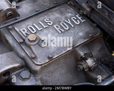 Vintage Rolls Royce details at the Bicester Winter Scramble at Bicester heritage centre Oxfordshire UK Stock Photo