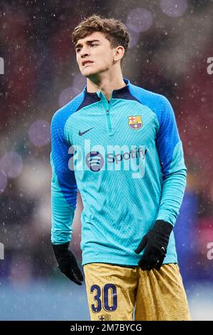 Madrid, Madrid, Spain. 8th Jan, 2023. Pablo Martin Gavira Gavi of FC Barcelona during La Liga football match between Atletico de Madrid and FC Barcelona at Civitas Metropolitano Stadium in Madrid, Spain, January 8, 2023 (Credit Image: © Ruben Albarran/ZUMA Press Wire) Stock Photo