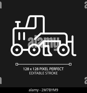 Grader pixel perfect white linear icon for dark theme Stock Vector