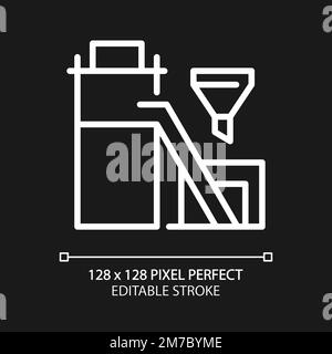 Coal preparation plant pixel perfect white linear icon for dark theme Stock Vector