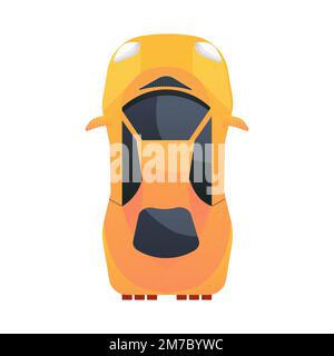 Race car top view in cartoon style transport with shadows and light isolated on white background. Modern urban civilian vehicle. . Vector illustration Stock Vector