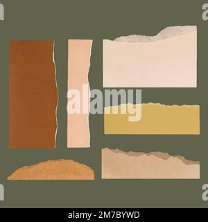 DIY ripped paper craft vector in earth tone collection Stock Vector