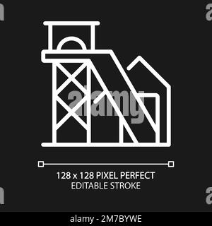 Coal mine pixel perfect white linear icon for dark theme Stock Vector ...