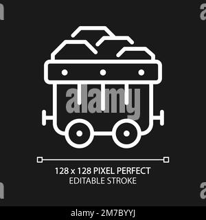 Underground mining pixel perfect white linear icon for dark theme Stock ...