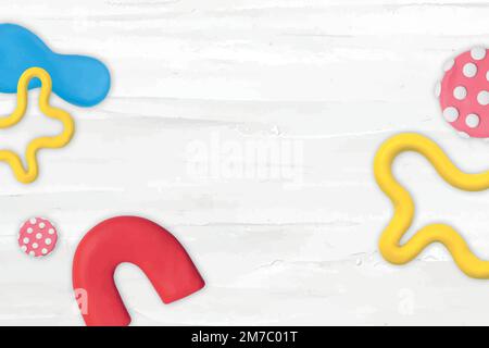 Cute clay patterned frame vector with texture DIY creative art for kids Stock Vector