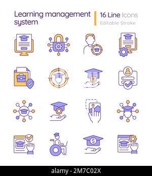 LMS learning management system editable stroke outline icon isolated on ...