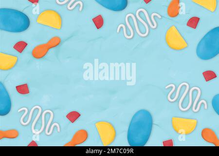 Kids clay patterned frame vector on blue textured background creative craft for kids Stock Vector